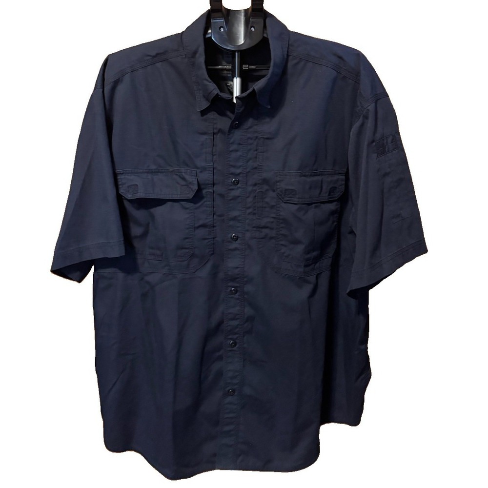 5.11 Tactical Series Mens 2XL Regular Blue Button Down Shirt Mesh Vent Outdoor